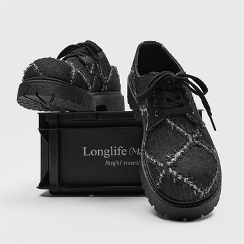 Παπούτσια Autumn Niche Destruction Wind Derby Ανδρικά Casual Δερμάτινα Παπούτσια Stylist Χοντρές Σόλες Παπούτσια από Καμβά με Μεγάλο Κεφαλάρι Παπούτσια Beggar