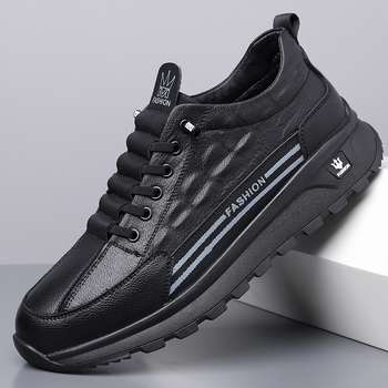 Pantofi casual pentru bărbați, respirabili, de primăvară 2024, mocasini cu șireturi, căptușiți cu fleece, pantofi casual Joker călduroși, o generație de păr