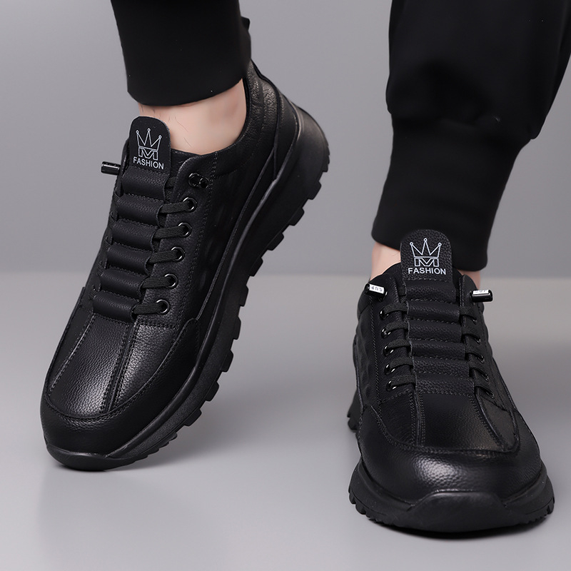 Pantofi casual pentru bărbați, respirabili, de primăvară 2024, mocasini cu șireturi, căptușiți cu fleece, pantofi casual Joker călduroși, o generație de păr