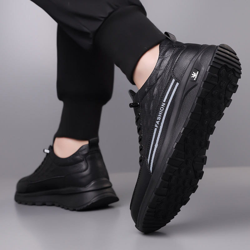 Pantofi casual pentru bărbați, respirabili, de primăvară 2024, mocasini cu șireturi, căptușiți cu fleece, pantofi casual Joker călduroși, o generație de păr