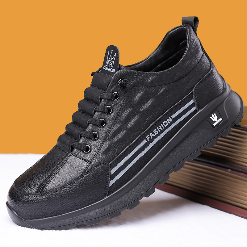 Pantofi casual pentru bărbați, respirabili, de primăvară 2024, mocasini cu șireturi, căptușiți cu fleece, pantofi casual Joker călduroși, o generație de păr