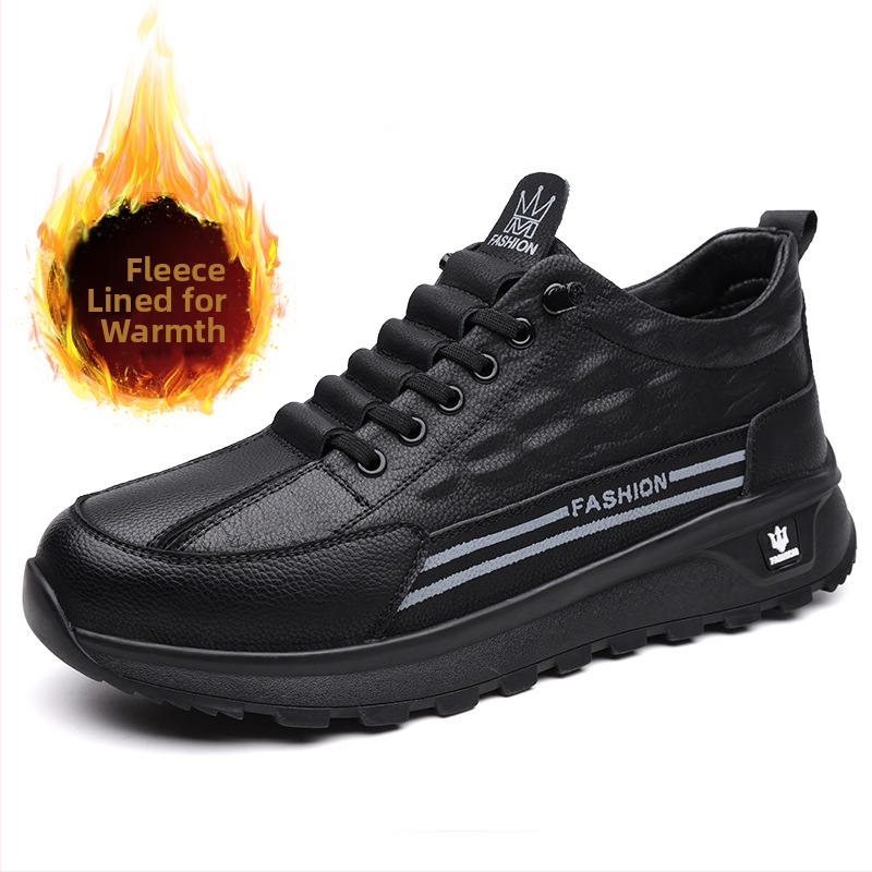 Pantofi casual pentru bărbați, respirabili, de primăvară 2024, mocasini cu șireturi, căptușiți cu fleece, pantofi casual Joker călduroși, o generație de păr