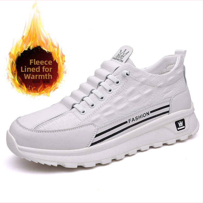 Pantofi casual pentru bărbați, respirabili, de primăvară 2024, mocasini cu șireturi, căptușiți cu fleece, pantofi casual Joker călduroși, o generație de păr