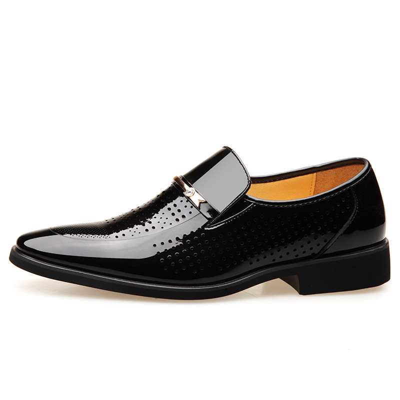 Vyriški tuščiaviduriai odiniai batai, vasariniai, kvėpuojantys, dalykiniai, ryškios odos sandalai, britiško korėjietiško stiliaus, neslystantys, perforuoti batai