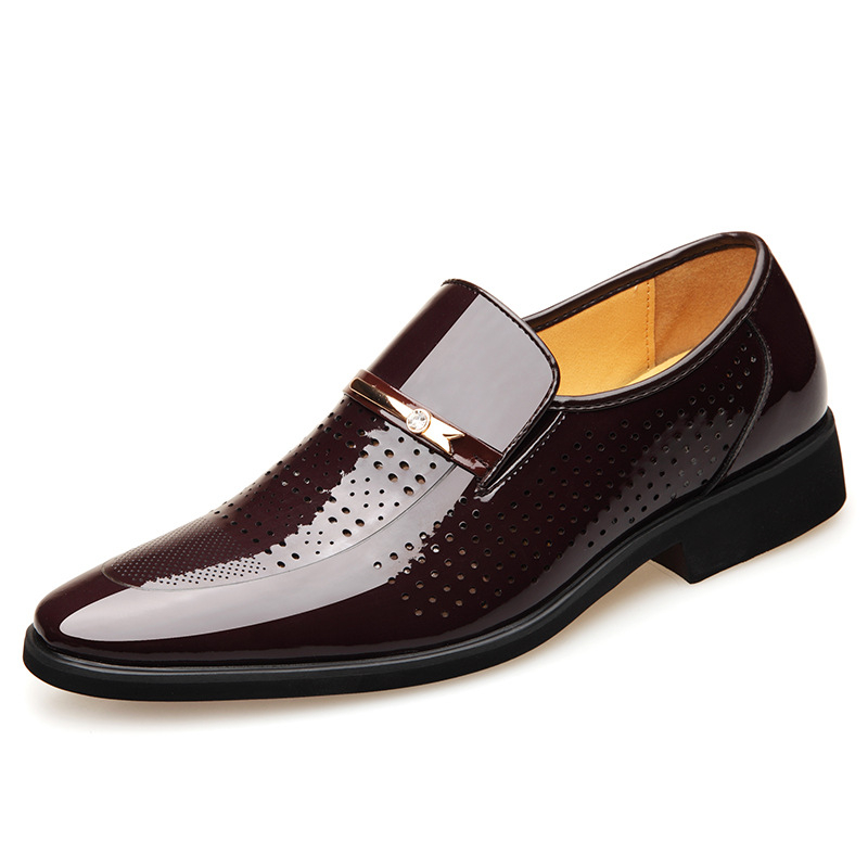 Vyriški tuščiaviduriai odiniai batai, vasariniai, kvėpuojantys, dalykiniai, ryškios odos sandalai, britiško korėjietiško stiliaus, neslystantys, perforuoti batai