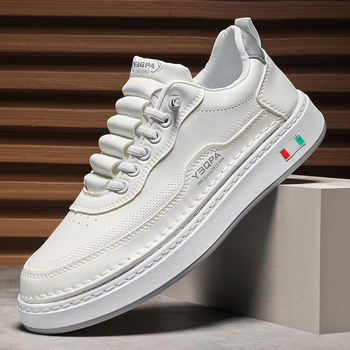 Valged kingad meestele 2025. aasta kevadised uued moebrändid, kõik-sobivad libisevad spordijalatsid teismelistele, nahast vabaaja libisemiskindlad tossud