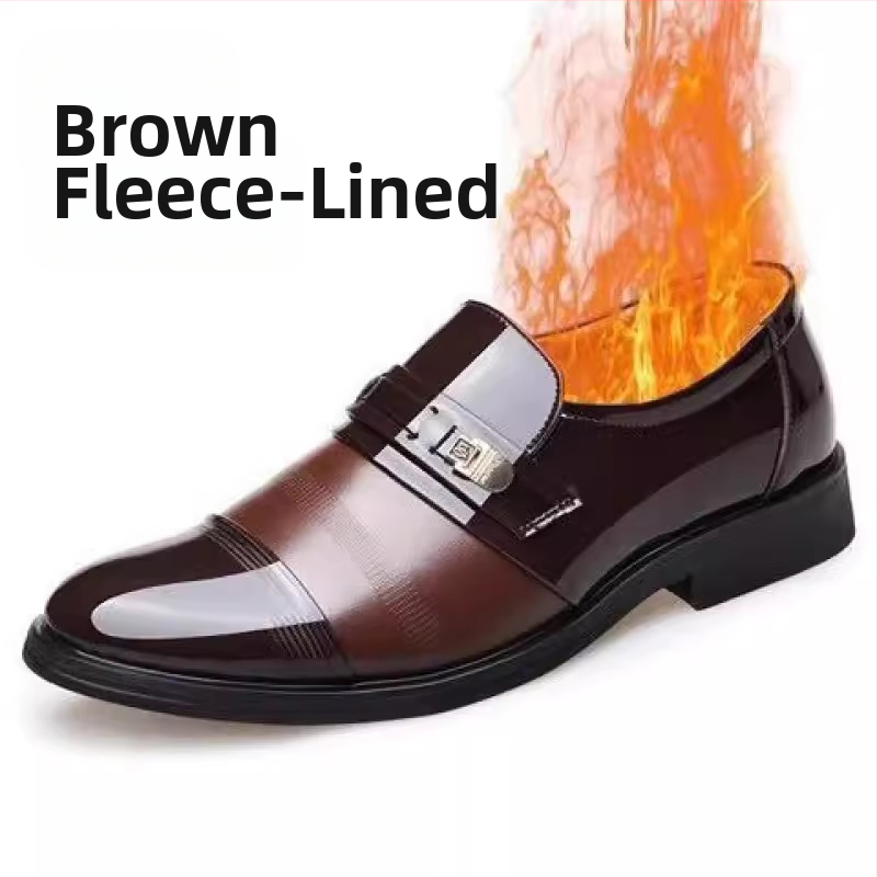 Jarné a jesenné pánske obchodné šaty, duté britské kožené topánky, pánske flísom podšité ležérne pánske topánky Foot Punch