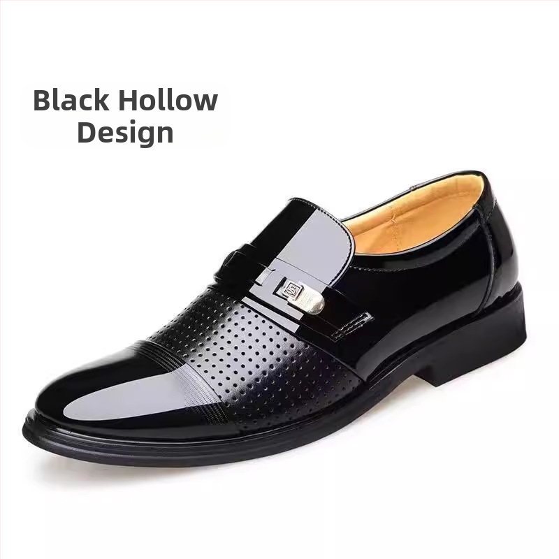 Jarné a jesenné pánske obchodné šaty, duté britské kožené topánky, pánske flísom podšité ležérne pánske topánky Foot Punch