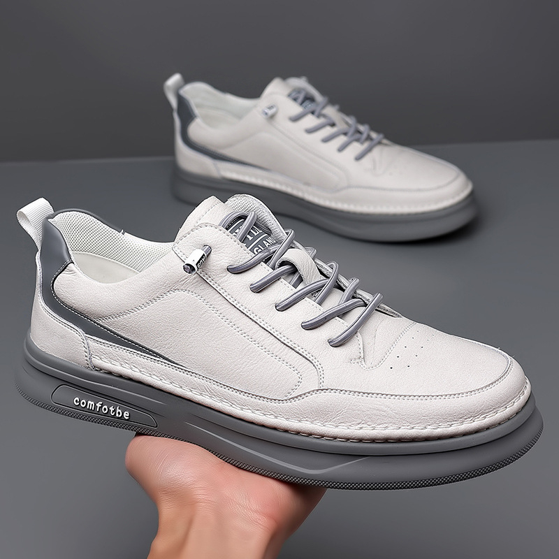 Vīriešu apavi 2022. gada jauni ikdienas dēļu apavi Vīriešu skaisti balti apavi Vīriešu korejiešu īstas ādas universāli mīksti apakšdaļas vīriešu moderni apavi