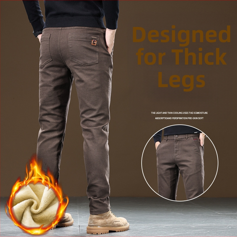 Meeste püksid Fliisvoodriga ärilised paksendatud lahtised sirged trendikad vabaajapüksid Meeste sügis- ja talvepüksid, mis sobivad igale stiilile ja on venivad pikad püksid