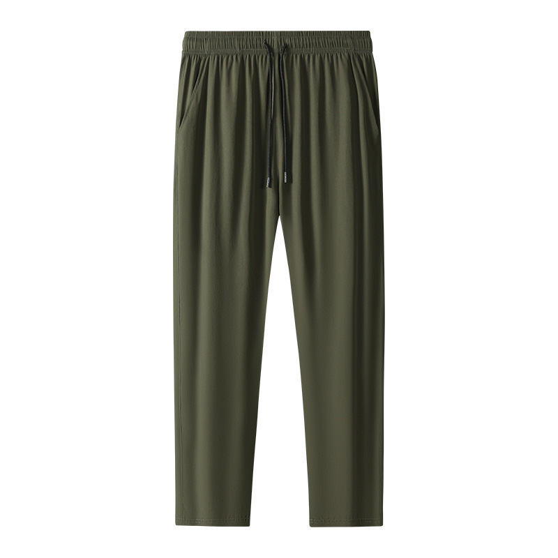 Letné ležérne nohavice pánske trendy voľné tenké pánske rovné skrátené rýchloschnúce športové nohavice z ľadového hodvábu pánske nohavice