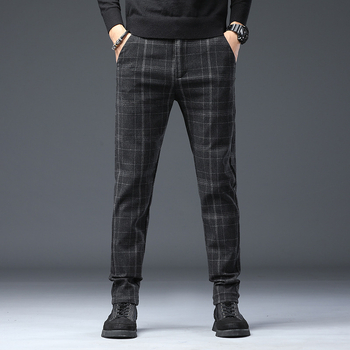 Meeste uued ruudulised vabaajapüksid 2025. aasta kevadeks uued kitsad, sirged, trendikad, äriliseks kasutamiseks mõeldud venivad pikad püksid meeste rõivad
