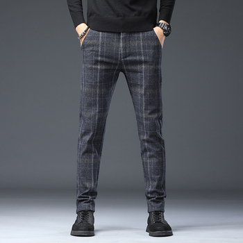 Meeste uued ruudulised vabaajapüksid 2025. aasta kevadeks uued kitsad, sirged, trendikad, äriliseks kasutamiseks mõeldud venivad pikad püksid meeste rõivad