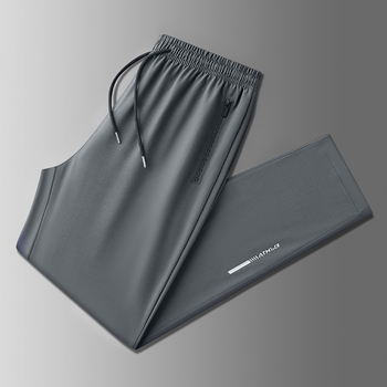 Pantaloni de mătase de gheață pentru bărbați, vară subțire, 2024, brand nou la modă, pantaloni casual sport elastici cu uscare rapidă