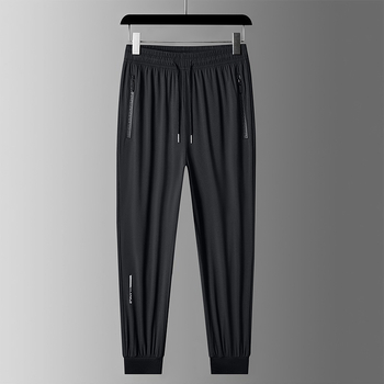 Pantaloni de mătase de gheață pentru bărbați, vară subțire, 2024, brand nou la modă, pantaloni casual sport elastici cu uscare rapidă