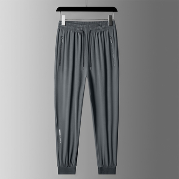 Pantaloni de mătase de gheață pentru bărbați, vară subțire, 2024, brand nou la modă, pantaloni casual sport elastici cu uscare rapidă