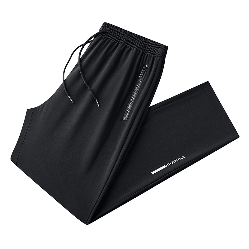 Pantaloni de mătase de gheață pentru bărbați, vară subțire, 2024, brand nou la modă, pantaloni casual sport elastici cu uscare rapidă