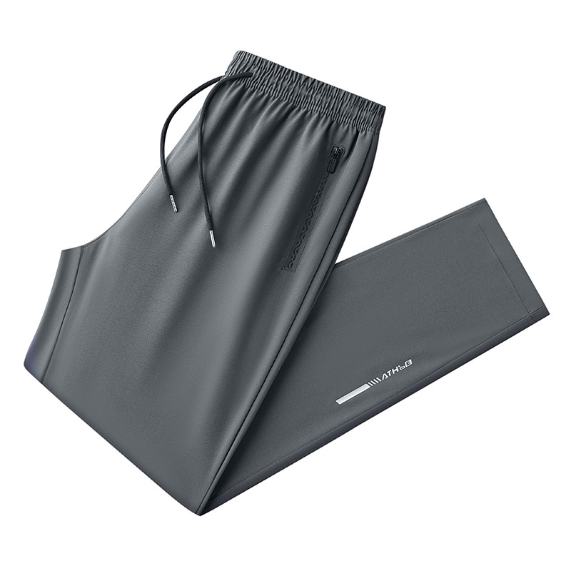 Pantaloni de mătase de gheață pentru bărbați, vară subțire, 2024, brand nou la modă, pantaloni casual sport elastici cu uscare rapidă