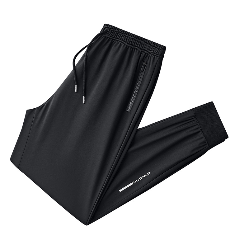 Pantaloni de mătase de gheață pentru bărbați, vară subțire, 2024, brand nou la modă, pantaloni casual sport elastici cu uscare rapidă
