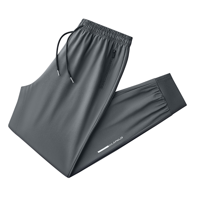 Pantaloni de mătase de gheață pentru bărbați, vară subțire, 2024, brand nou la modă, pantaloni casual sport elastici cu uscare rapidă