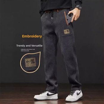 Ανδρικό Casual Παντελόνι Boao Velvet Loose Άνοιξη και Φθινόπωρο 2025, Νέο Μακρύ Παντελόνι, Ευρωπαϊκό Βαμβακερό Βελούδο, Ελαστικό, Αγορίστικο Παντελόνι Φόρμας