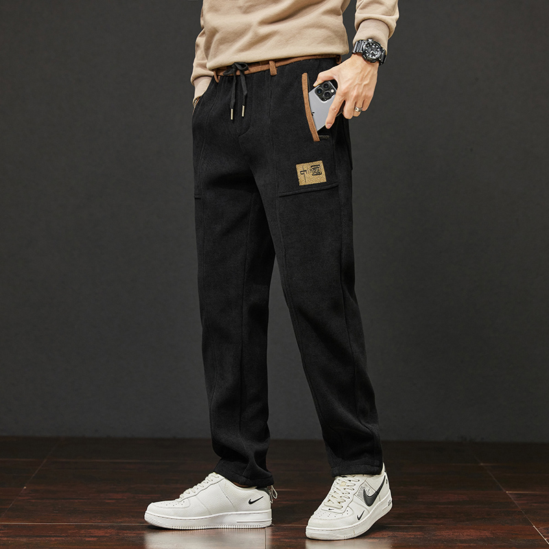 Ανδρικό Casual Παντελόνι Boao Velvet Loose Άνοιξη και Φθινόπωρο 2025, Νέο Μακρύ Παντελόνι, Ευρωπαϊκό Βαμβακερό Βελούδο, Ελαστικό, Αγορίστικο Παντελόνι Φόρμας