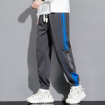 Pantaloni grei pentru bărbați, primăvara și toamna, la modă, de brand, vrac, picior-degete, pantaloni de trening, toamna și iarna, pantaloni sport casual cu dungi americane pentru adolescenți
