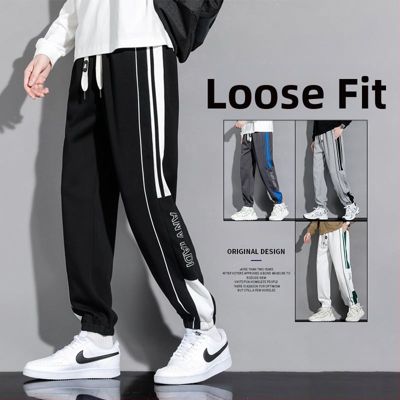 Pantaloni grei pentru bărbați, primăvara și toamna, la modă, de brand, vrac, picior-degete, pantaloni de trening, toamna și iarna, pantaloni sport casual cu dungi americane pentru adolescenți