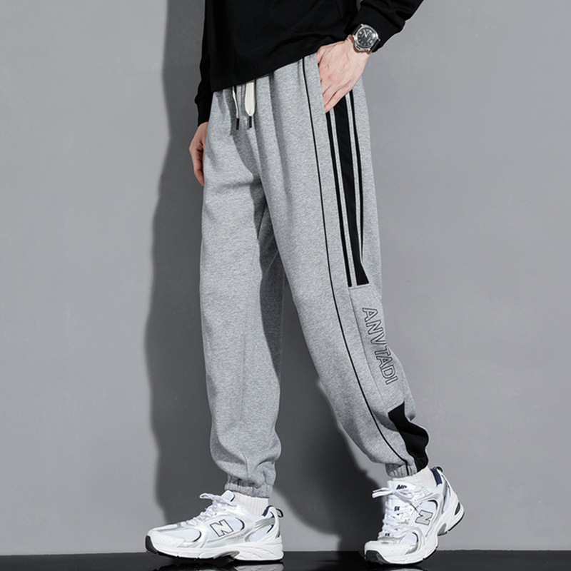 Pantaloni grei pentru bărbați, primăvara și toamna, la modă, de brand, vrac, picior-degete, pantaloni de trening, toamna și iarna, pantaloni sport casual cu dungi americane pentru adolescenți