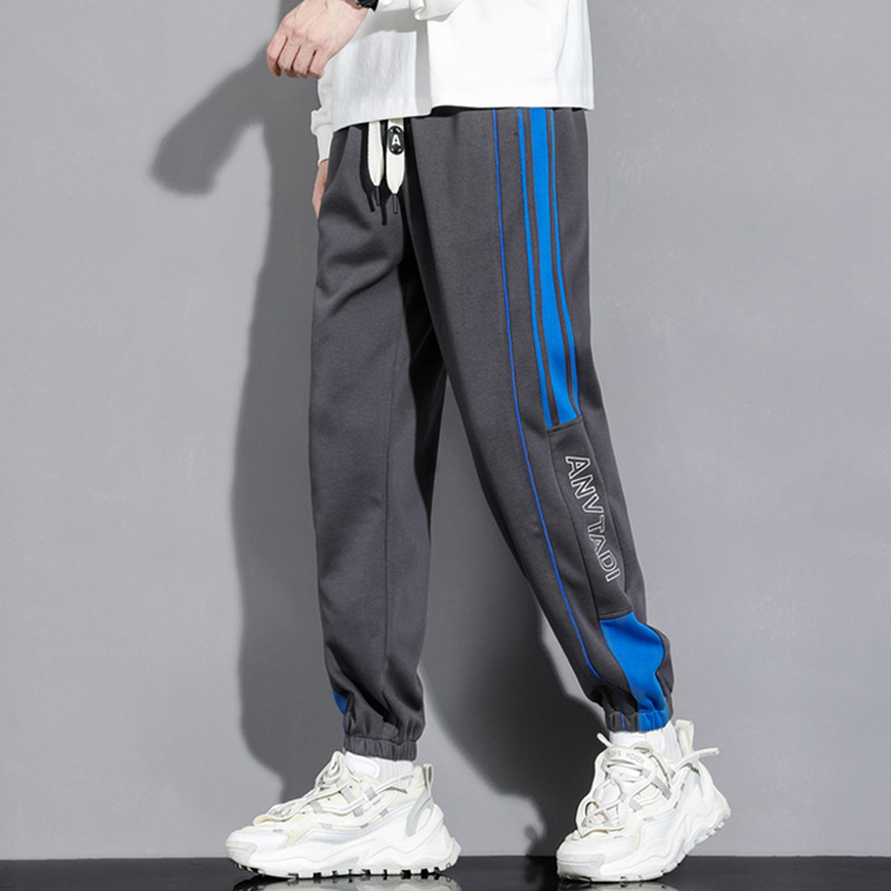 Pantaloni grei pentru bărbați, primăvara și toamna, la modă, de brand, vrac, picior-degete, pantaloni de trening, toamna și iarna, pantaloni sport casual cu dungi americane pentru adolescenți