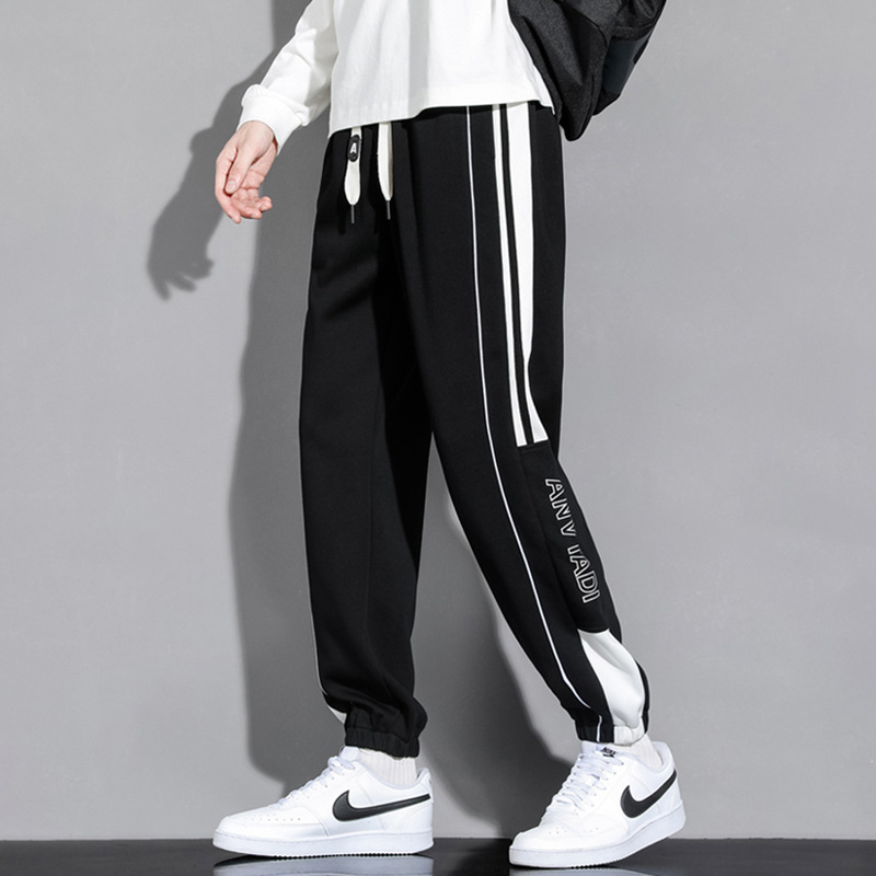 Pantaloni grei pentru bărbați, primăvara și toamna, la modă, de brand, vrac, picior-degete, pantaloni de trening, toamna și iarna, pantaloni sport casual cu dungi americane pentru adolescenți