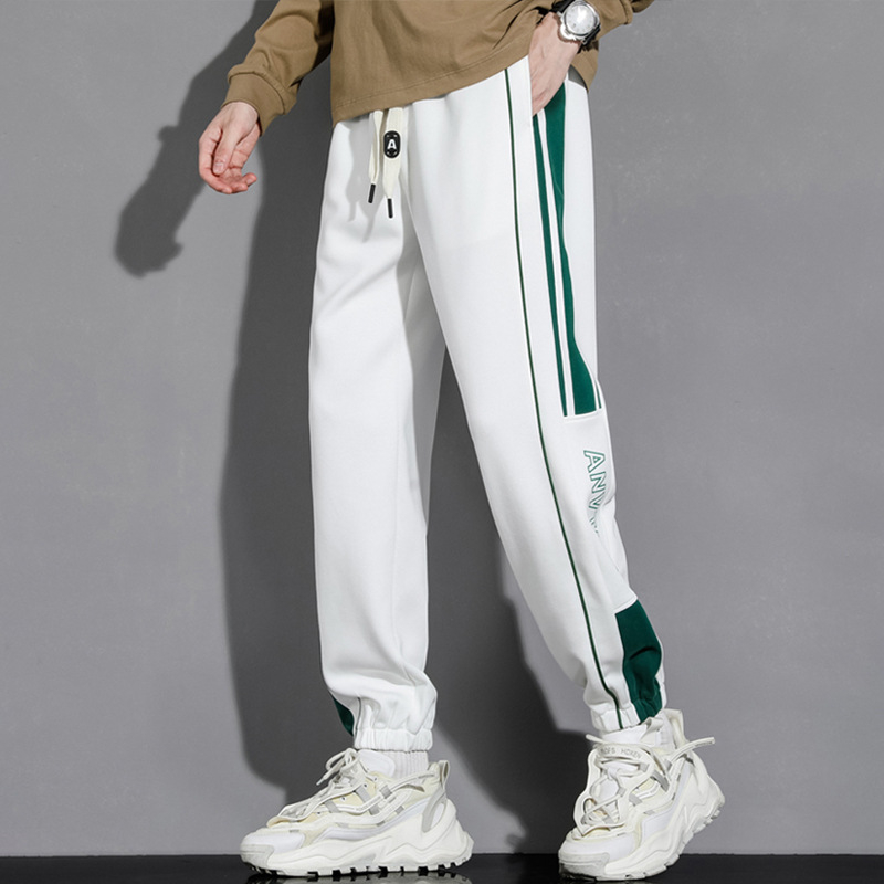 Pantaloni grei pentru bărbați, primăvara și toamna, la modă, de brand, vrac, picior-degete, pantaloni de trening, toamna și iarna, pantaloni sport casual cu dungi americane pentru adolescenți