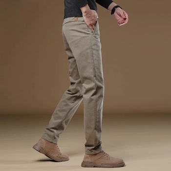 Pantaloni casual kaki eleganți, slim, pentru bărbați, primăvară și toamnă, slim, drepți, 2025, noi pantaloni de afaceri de toamnă, stil masculin