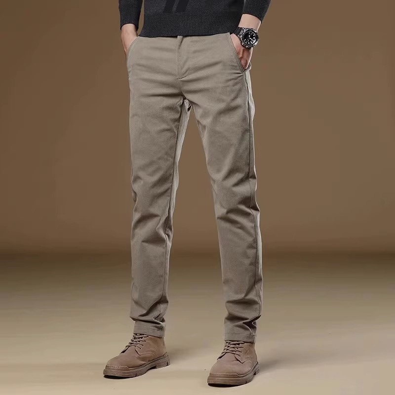 Pantaloni casual kaki eleganți, slim, pentru bărbați, primăvară și toamnă, slim, drepți, 2025, noi pantaloni de afaceri de toamnă, stil masculin