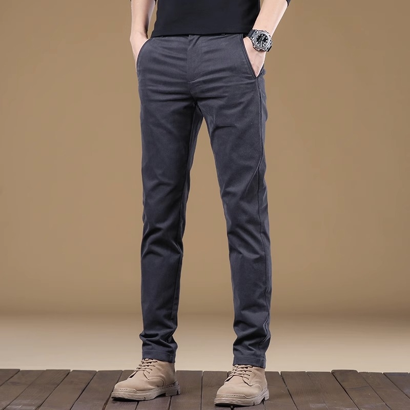 Pantaloni casual kaki eleganți, slim, pentru bărbați, primăvară și toamnă, slim, drepți, 2025, noi pantaloni de afaceri de toamnă, stil masculin