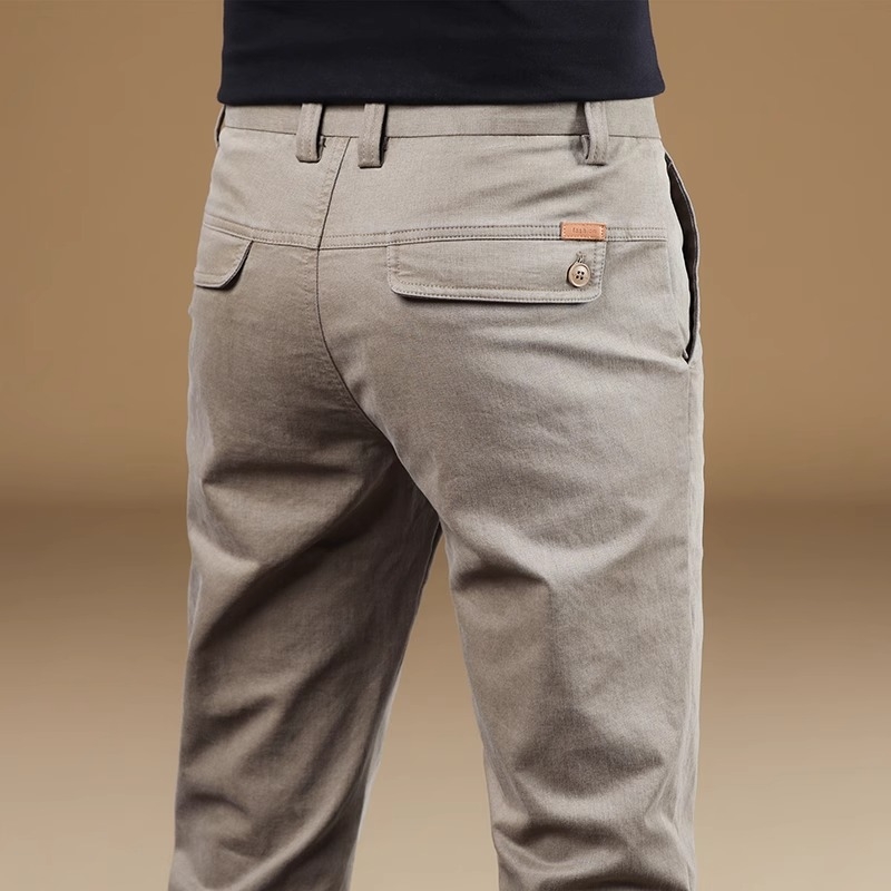 Pantaloni casual kaki eleganți, slim, pentru bărbați, primăvară și toamnă, slim, drepți, 2025, noi pantaloni de afaceri de toamnă, stil masculin