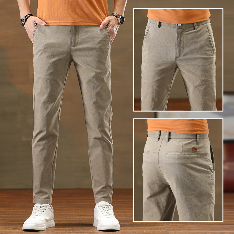 Pantaloni casual kaki eleganți, slim, pentru bărbați, primăvară și toamnă, slim, drepți, 2025, noi pantaloni de afaceri de toamnă, stil masculin