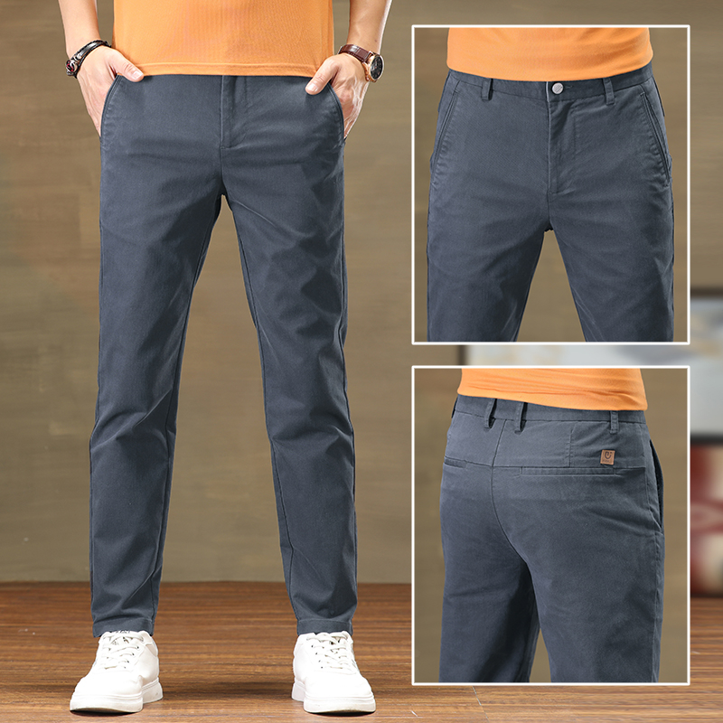 Pantaloni casual kaki eleganți, slim, pentru bărbați, primăvară și toamnă, slim, drepți, 2025, noi pantaloni de afaceri de toamnă, stil masculin