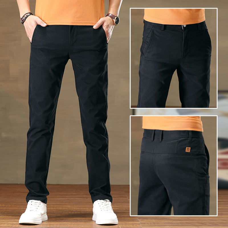 Pantaloni casual kaki eleganți, slim, pentru bărbați, primăvară și toamnă, slim, drepți, 2025, noi pantaloni de afaceri de toamnă, stil masculin