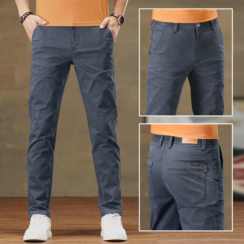 Pantaloni casual kaki eleganți, slim, pentru bărbați, primăvară și toamnă, slim, drepți, 2025, noi pantaloni de afaceri de toamnă, stil masculin