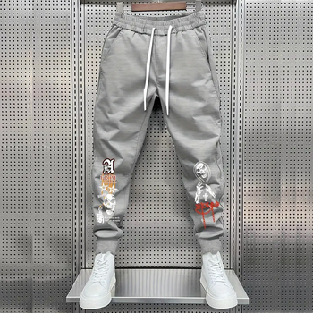 Rudens naujos amerikietiško stiliaus plius dydžio „High Street“ hiphopo rašto gėlių kaspino vyriškos sportinės kelnės