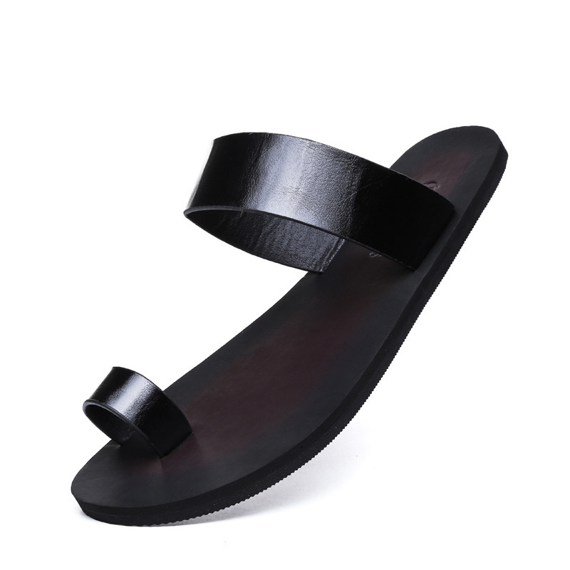 Nyári férfi papucsok, személyre szabott és sokoldalú, fekete koreai stílusú divatos tengerparti római szandál, férfi gyártói flip-flopok