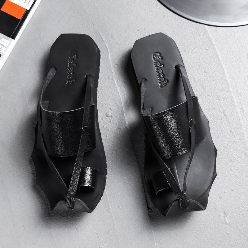 Nyári férfi papucsok, személyre szabott és sokoldalú, fekete koreai stílusú divatos tengerparti római szandál, férfi gyártói flip-flopok