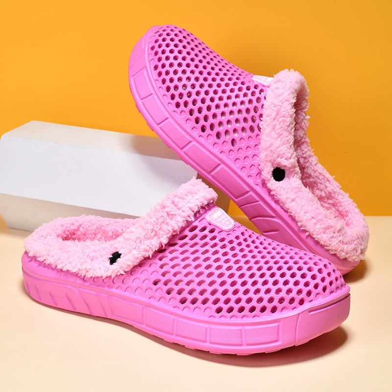 Papuci de bumbac cu vârf închis, cu căptușeală din fleece, transfrontalieri, direct din fabrică, papuci de bumbac antiderapanți, calduri și de iarnă, en-gros, papuci de bumbac pentru cupluri