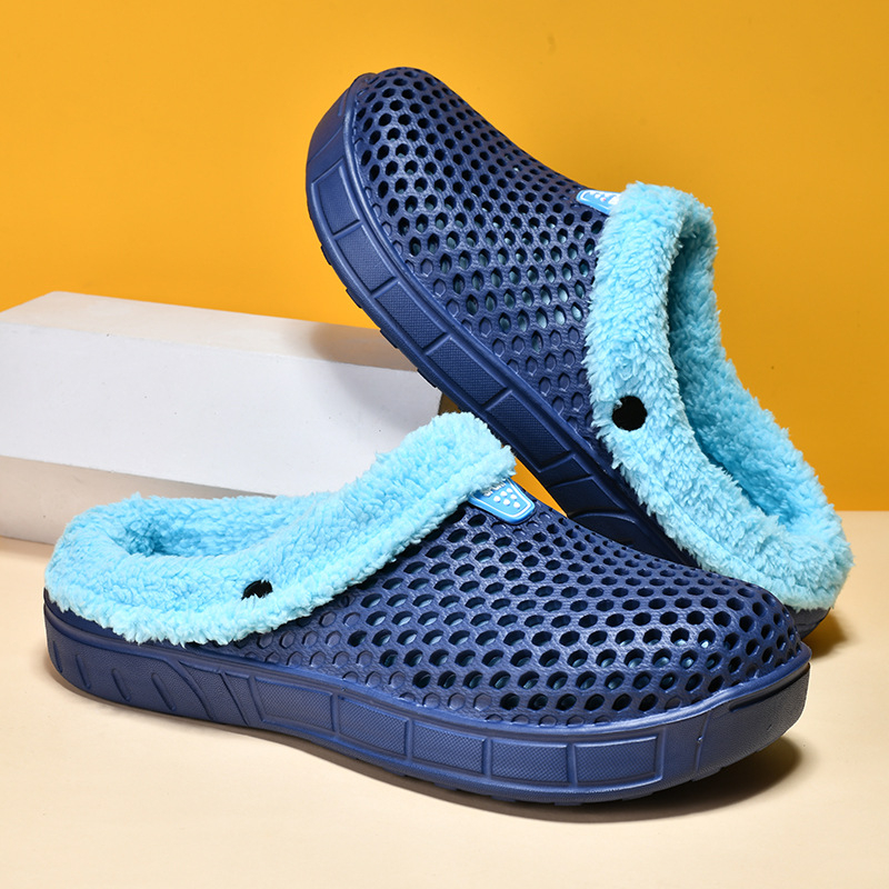 Papuci de bumbac cu vârf închis, cu căptușeală din fleece, transfrontalieri, direct din fabrică, papuci de bumbac antiderapanți, calduri și de iarnă, en-gros, papuci de bumbac pentru cupluri