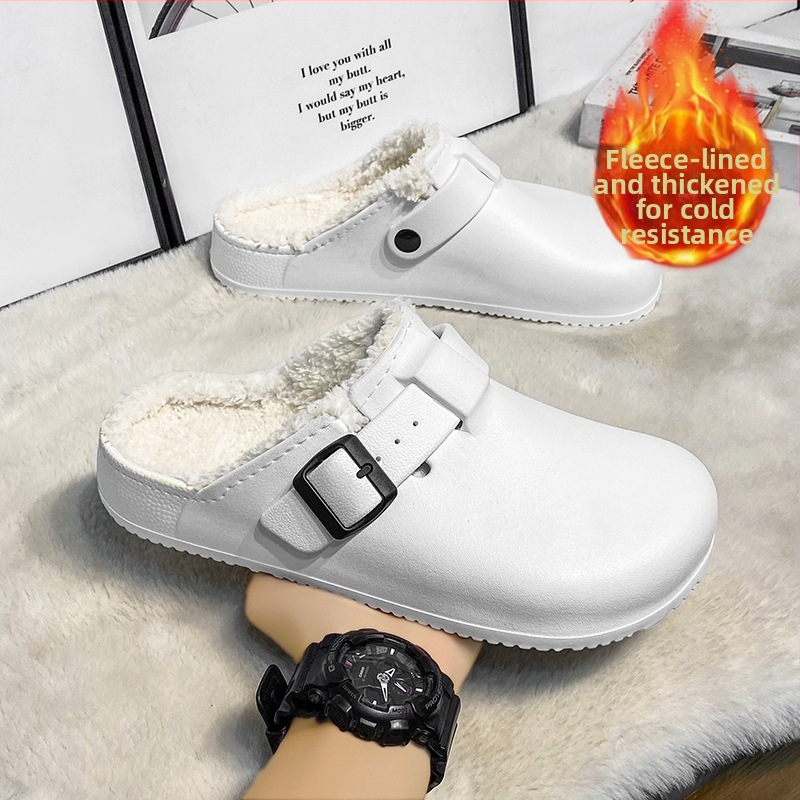 Памучни чехли за мъжки зимни топли вътрешни мъжки Birkenth Baotou домашни памучни чехли за домакинство, прости вълнени чехли