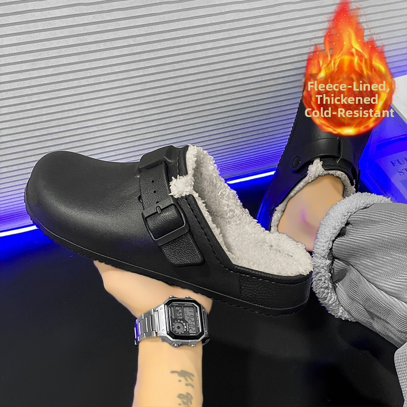 Памучни чехли за мъжки зимни топли вътрешни мъжки Birkenth Baotou домашни памучни чехли за домакинство, прости вълнени чехли