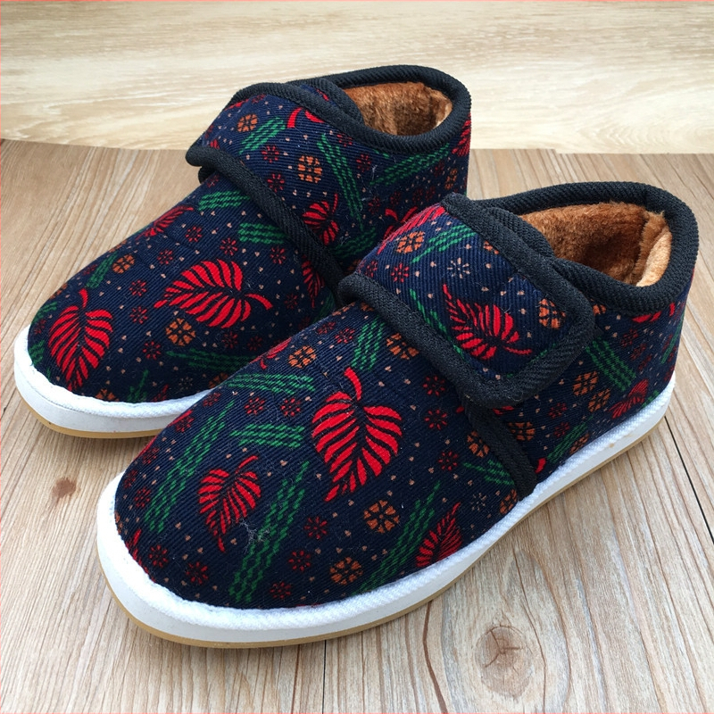 Dropshipping Teplé bavlnené topánky pre matky stredného a staršieho veku, dámske zimné ručne vyrobené látkové zahustené plyšové módne protišmykové mäkké podrážky