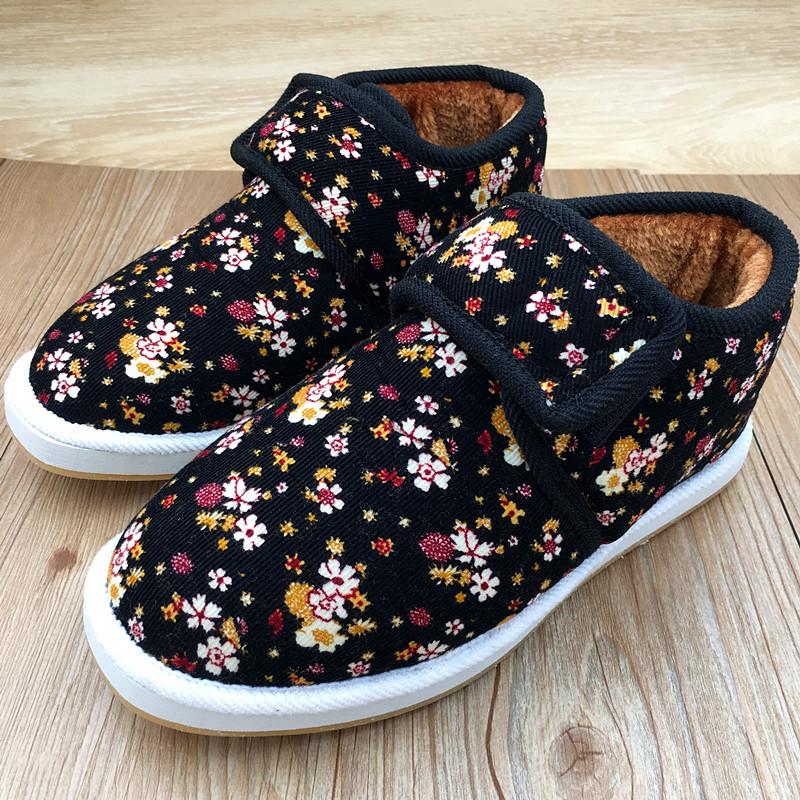 Dropshipping Teplé bavlnené topánky pre matky stredného a staršieho veku, dámske zimné ručne vyrobené látkové zahustené plyšové módne protišmykové mäkké podrážky