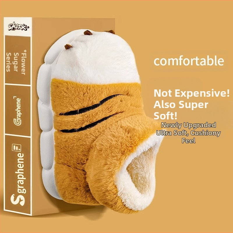 Pamučne papuče Tiger Claw Muške zimske tople muške unutarnje kućne slatke ženske neklizajuće Mao Mao cipele za parove pamučne cipele